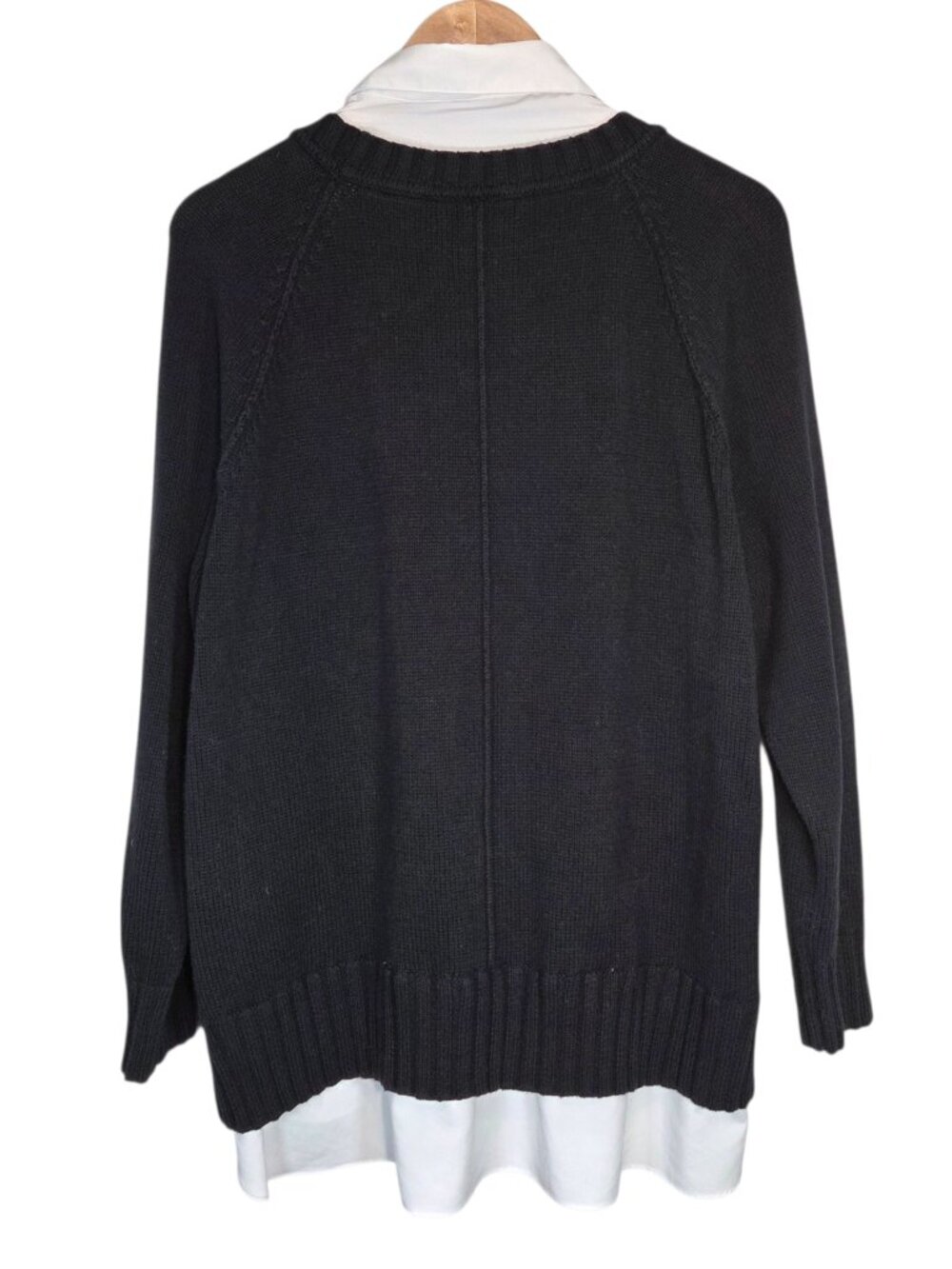 Lauren Ralph Lauren Layered Bullion-Patch Sweater Black Crown Logo Monogram 3X - Picture 2 of 10